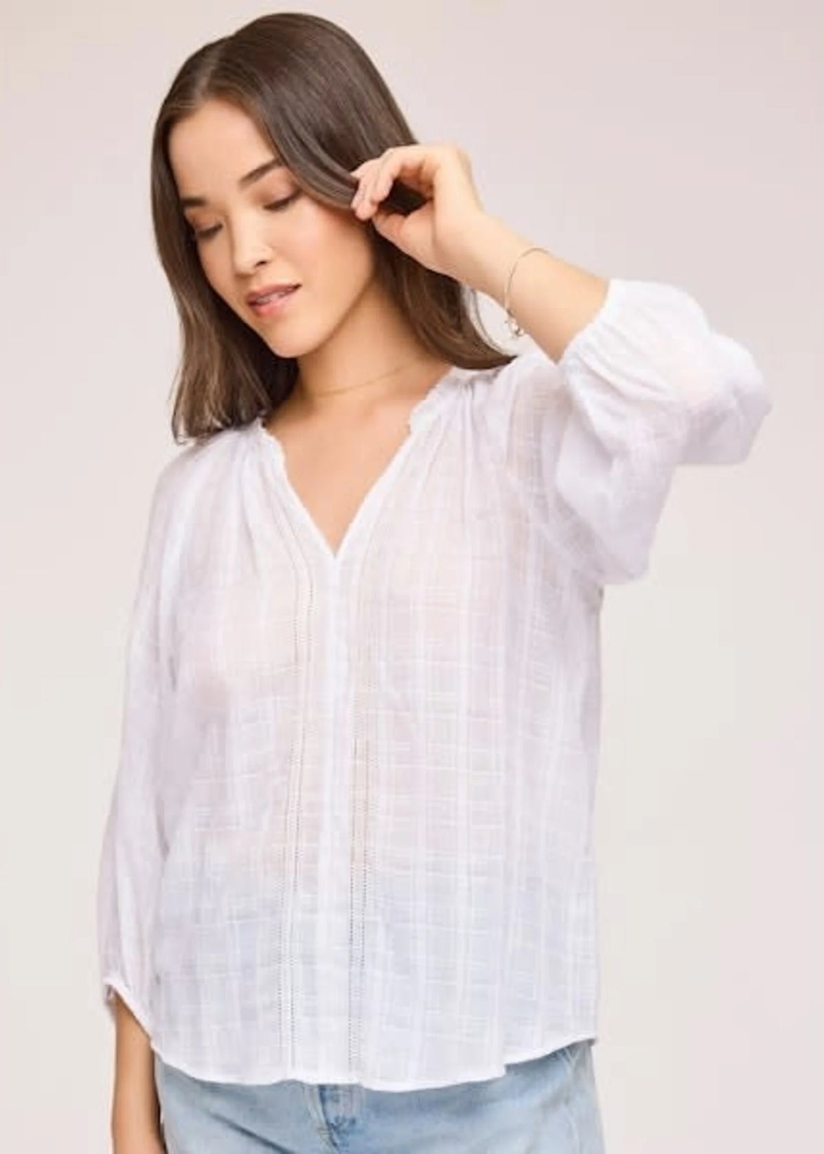 The Atlas blouse by Gentle Fawn in white at Lemonberry, just south of Newmarket, ON.