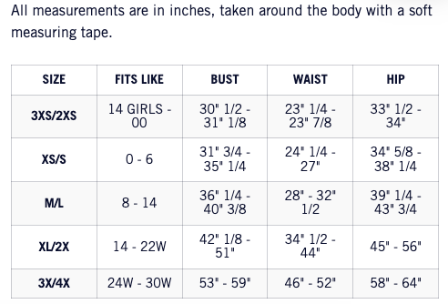 Sizing chart for the Galentine's Day Sweater, displaying available sizes and measurements to help customers find their perfect fit.