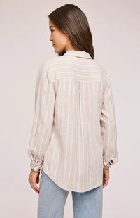 Back view of the Portia by Gentle Fawn in linen stripe