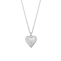 The Foxy Originals Sweetheart Necklace in silver, displayed on a white background, highlighting its heart-shaped pendant and adjustable chain.