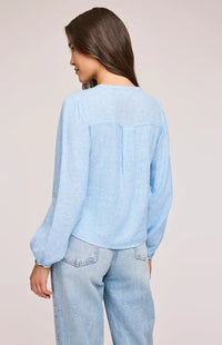 Back view of the Charlotte Top by Gentle Fawn, showcasing the elasticated sleeve cuffs and overall relaxed fit.