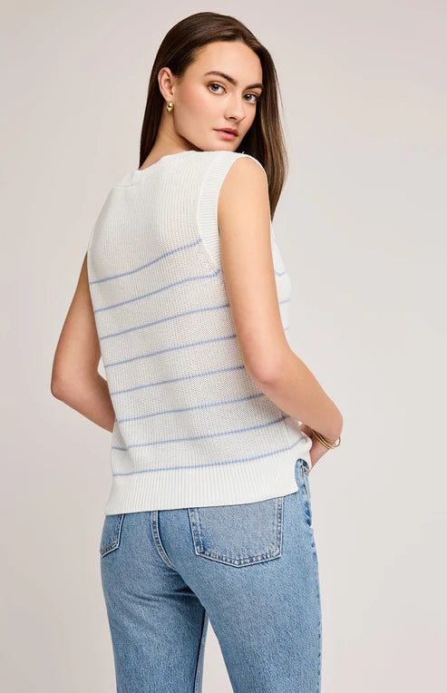 Back view of the Gentle Fawn Tanner Vest, highlighting the relaxed fit and stitching details.