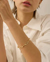 The Andi Slim Bracelet by Jenny Bird worn on the wrist, showcasing the elegant, adjustable fit and modern design.