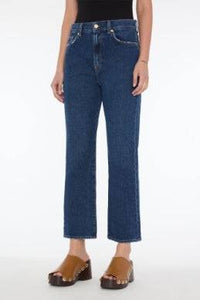 Front view of Logan Stovepipe high-rise cropped straight-leg jeans by 7 For All Mankind. Available at Lemonberry in Aurora, ON.