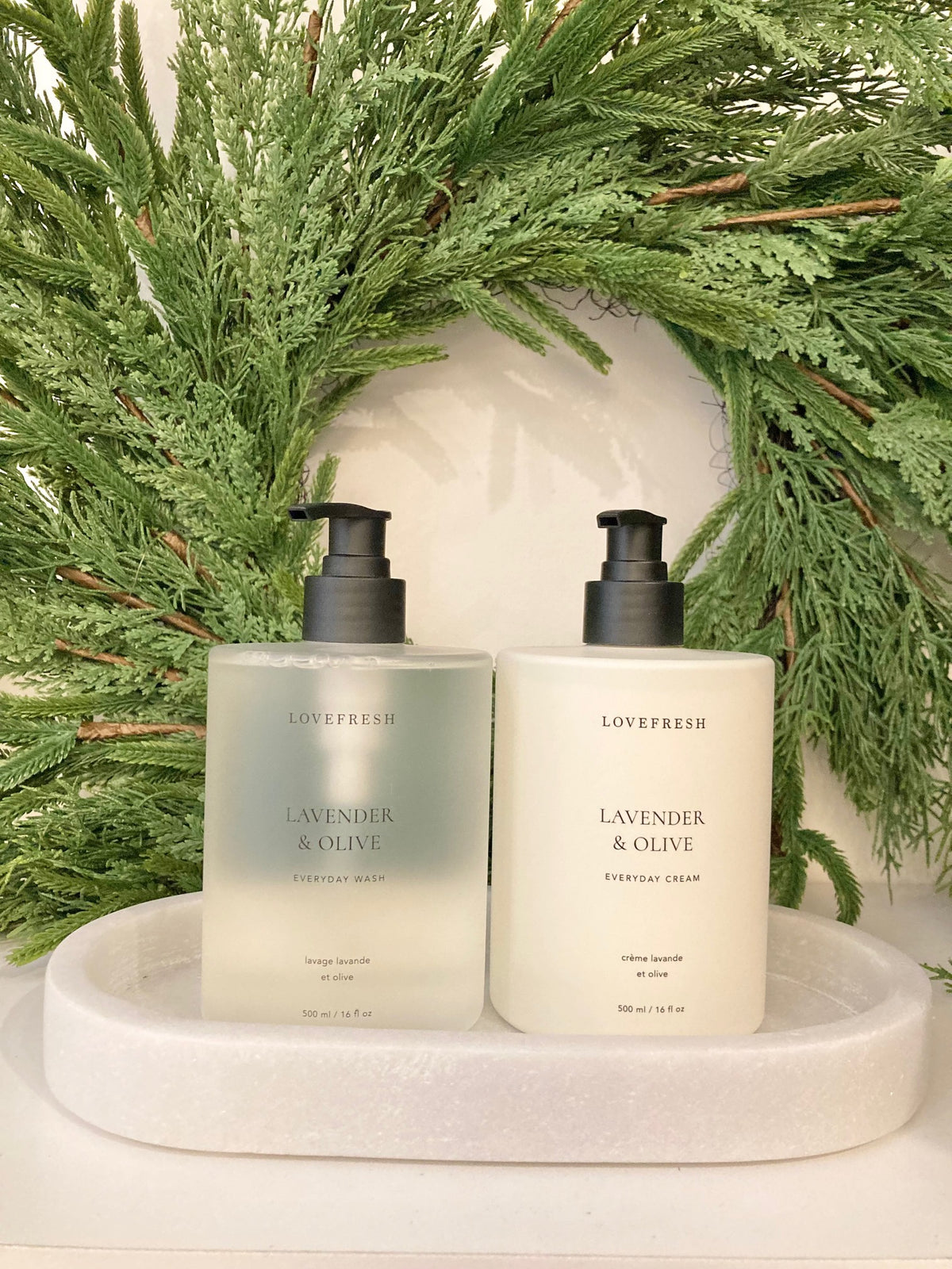 Lovefresh Lavender and Olive Hand Wash & Cream – A luxurious hand care duo with lavender and olive oil for clean, hydrated, and soft hands.