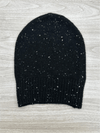 Black Lyla & Luxe Beanie on white background, showcasing a cozy ribbed design