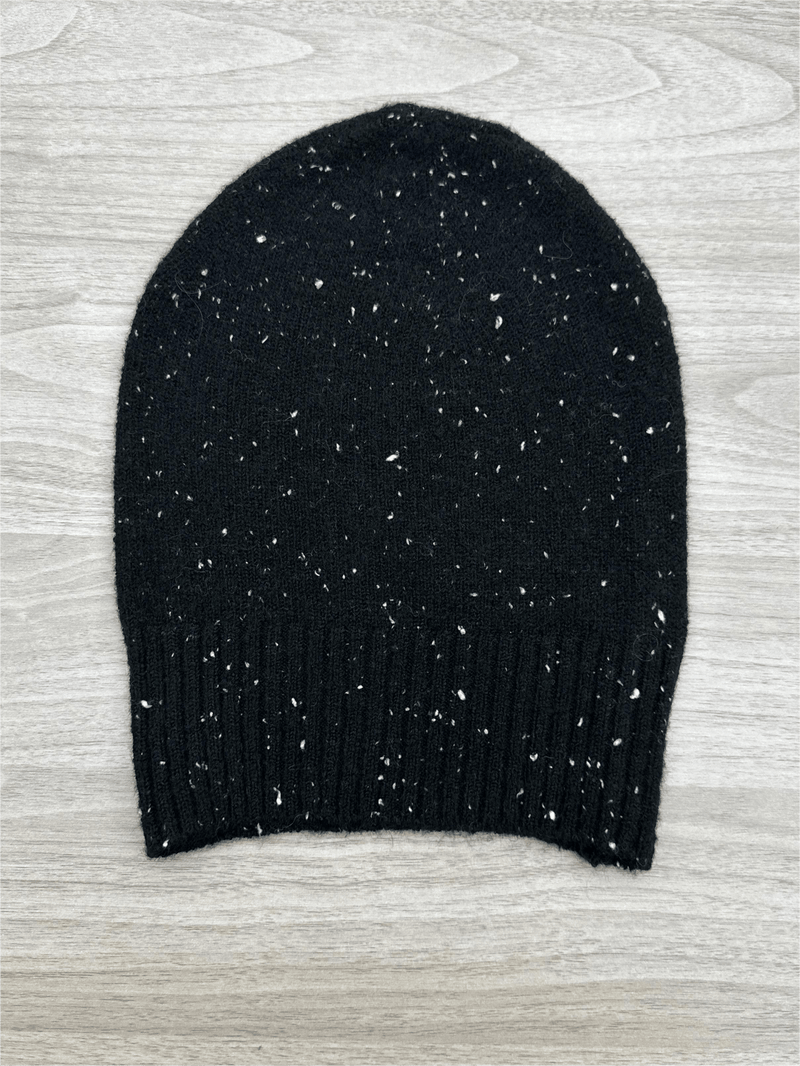 Black Lyla & Luxe Beanie on white background, showcasing a cozy ribbed design