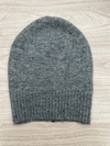 Grey Lyla & Luxe Beanie on white background, designed with a cozy and stylish ribbed texture.