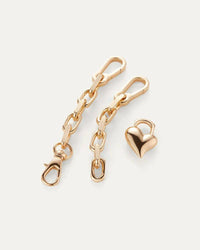 Jenny Bird Padlock Heart Keychain, featuring a heart-shaped padlock charm and a sleek chain design, perfect for attaching to bags or keys.