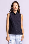 Black front view of the Pink Martini Lisa Sleeveless Top, a versatile and stylish wardrobe essential.