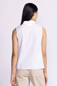 White back view of the Pink Martini Lisa Sleeveless Top, featuring a clean, simple design for a sleek and modern look.