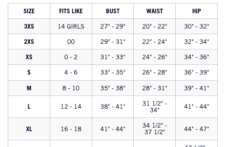 Size chart for the Smash + Tess Big Heart Cardigan, providing measurements for a comfortable fit. Available at Lemonberry, Aurora, ON