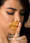 Model wearing the Hadaka 24KT Gold Lip Mask – a luxurious lip treatment designed to hydrate, plump, and smooth lips for a flawless look