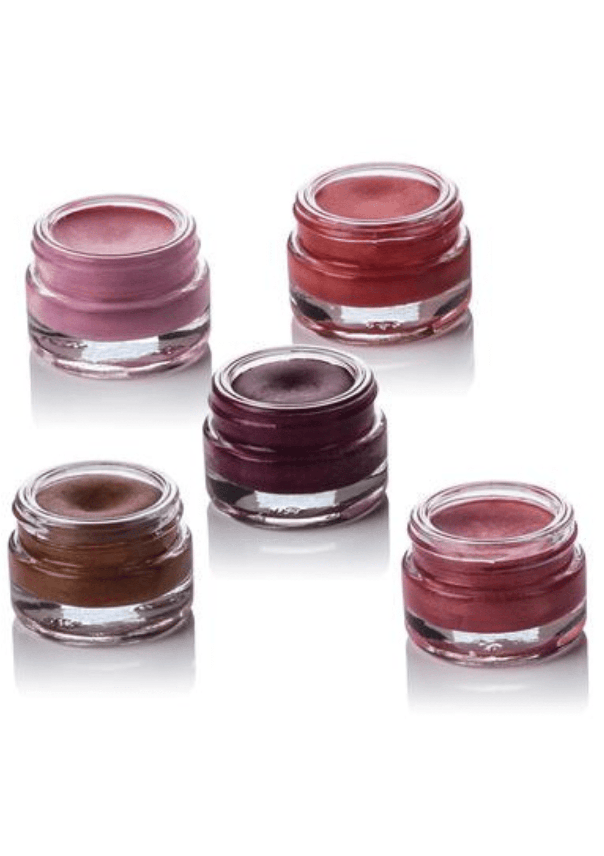 Dalish Lip & Cheek Balms line up, showcasing all available shades on a clean white background.