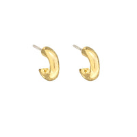 A pair of Foxy Originals Petite Hoops in gold, set against a white background, emphasizing their 14K gold-plated finish.