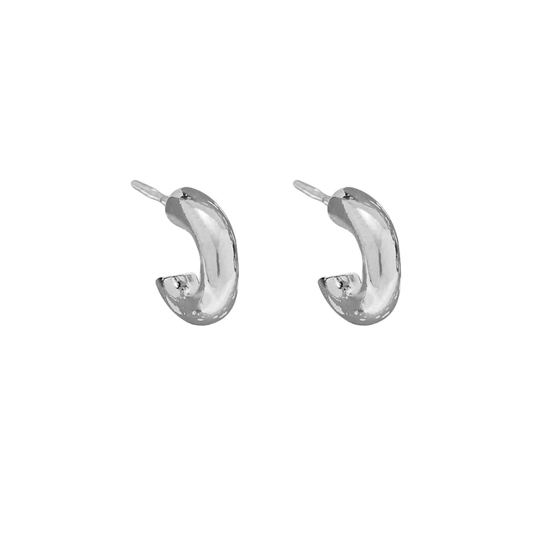 A pair of Foxy Originals Petite Hoops in silver, displayed on a white background to showcase their elegant design.