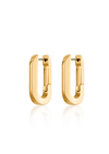 Close-up of Jenny Bird U-Link Earrings in gold, featuring a high polish finish and custom link design with a hinged closure.