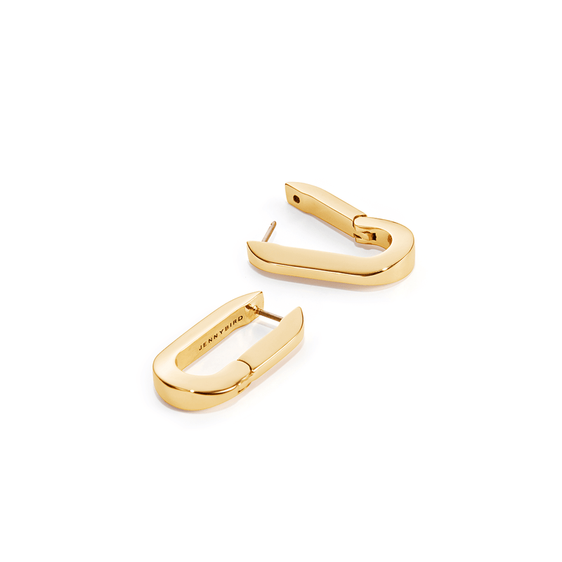 Jenny Bird U-Link Earrings in gold, showcased as part of a complete set, with a high polish finish and elegant design.